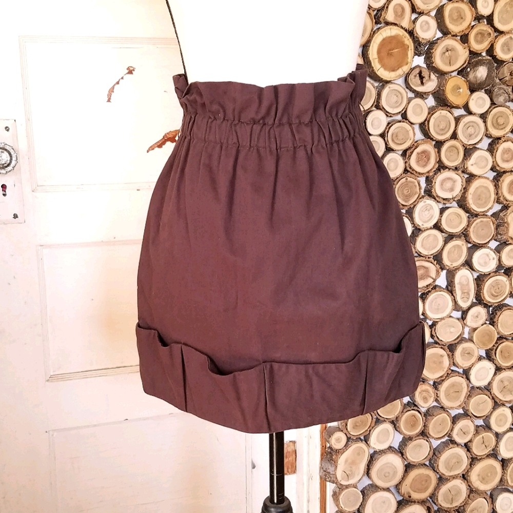 BCBGeneration Oak Brown Paper Bag Tulip Mini Skirt